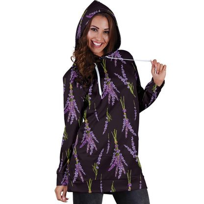 Lavender Pattern Print Design LV05 Women Hoodie Dress