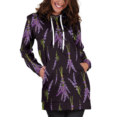 Lavender Pattern Print Design LV05 Women Hoodie Dress