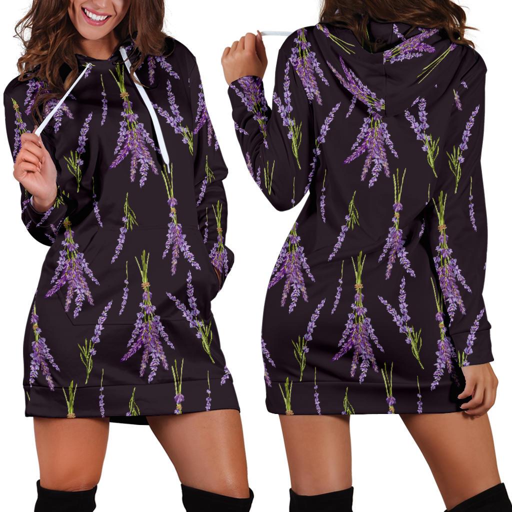 Lavender Pattern Print Design LV05 Women Hoodie Dress