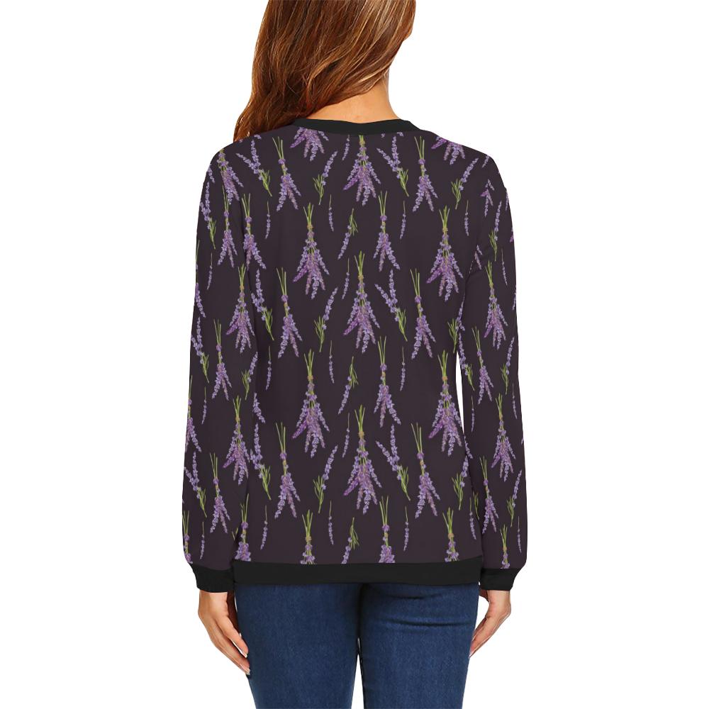 Lavender Pattern Print Design LV05 Women Long Sleeve Sweatshirt-JorJune