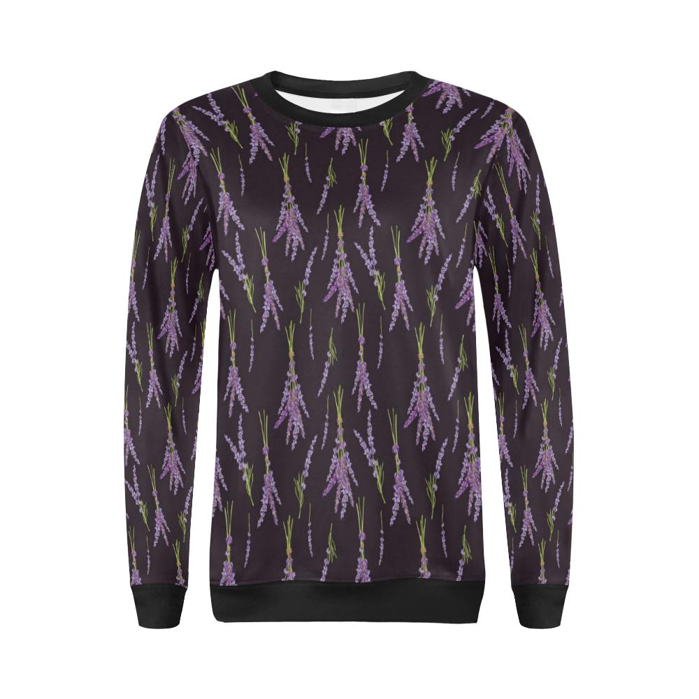 Lavender Pattern Print Design LV05 Women Long Sleeve Sweatshirt-JorJune