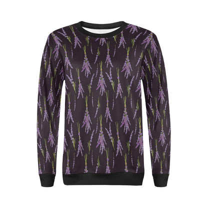 Lavender Pattern Print Design LV05 Women Long Sleeve Sweatshirt-JorJune