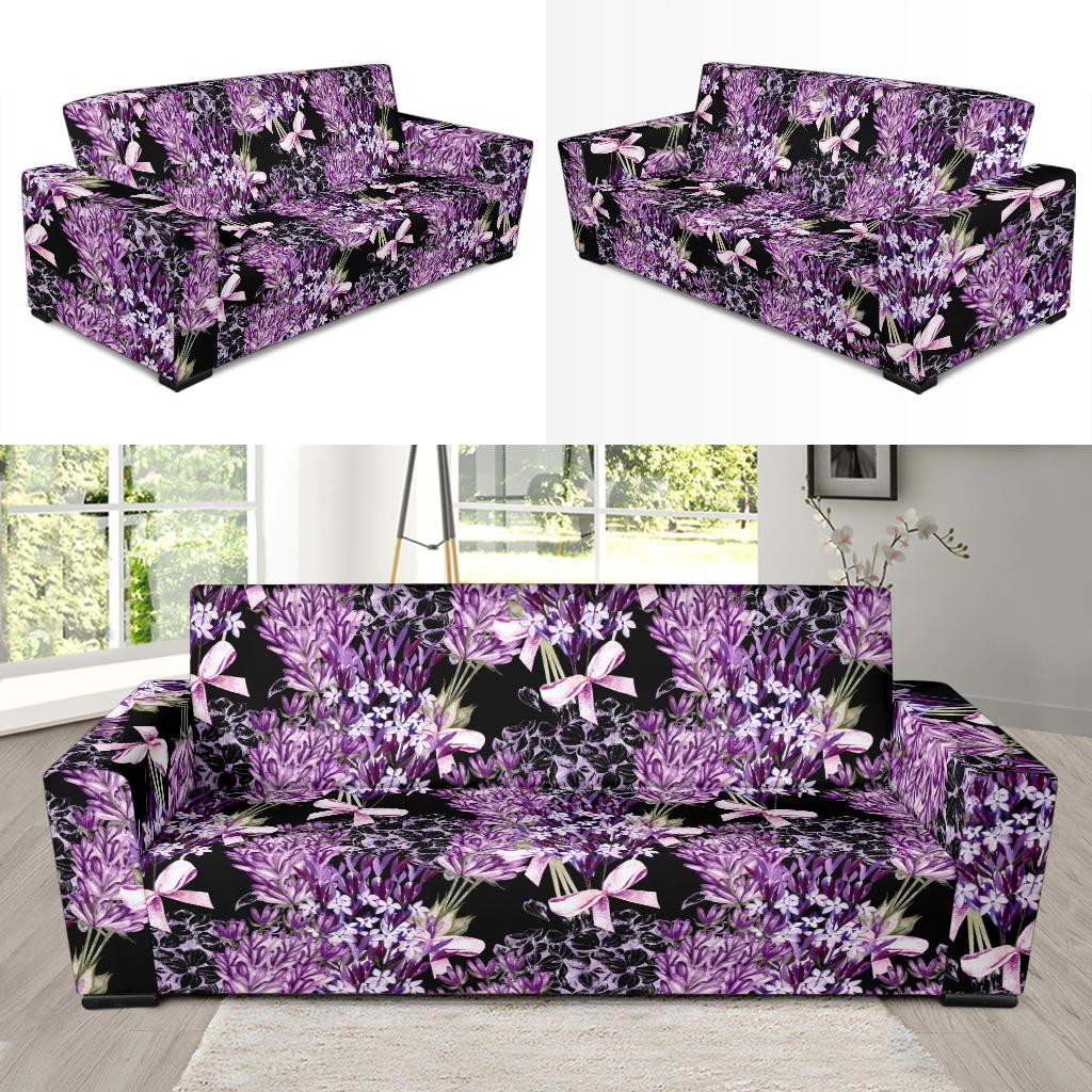 Lavender Pattern Print Design LV06 Sofa Slipcover-JORJUNE.COM