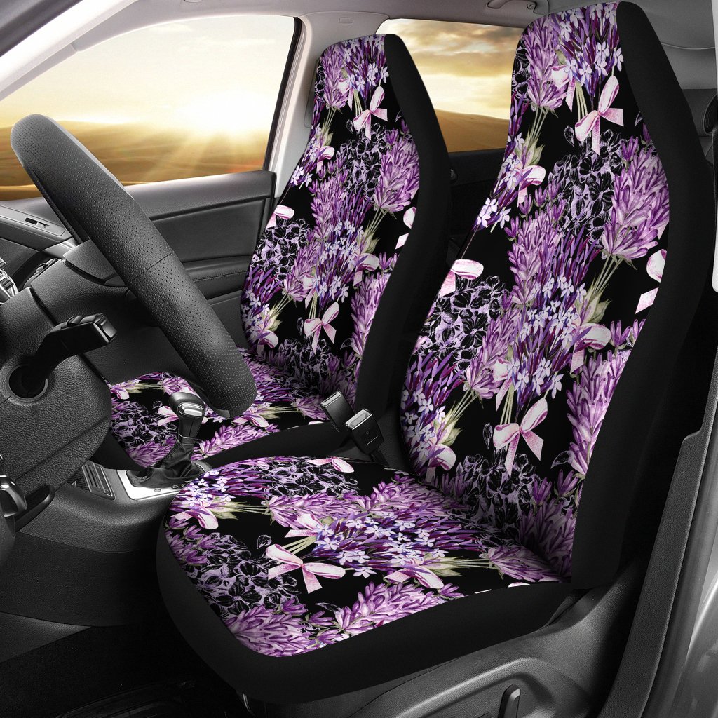 Lavender Pattern Print Design LV06 Universal Fit Car Seat Covers-JorJune