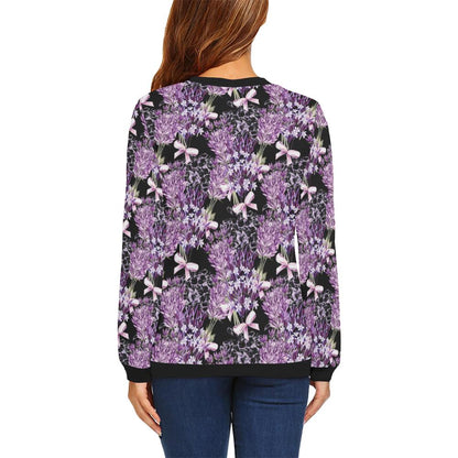 Lavender Pattern Print Design LV06 Women Long Sleeve Sweatshirt-JorJune