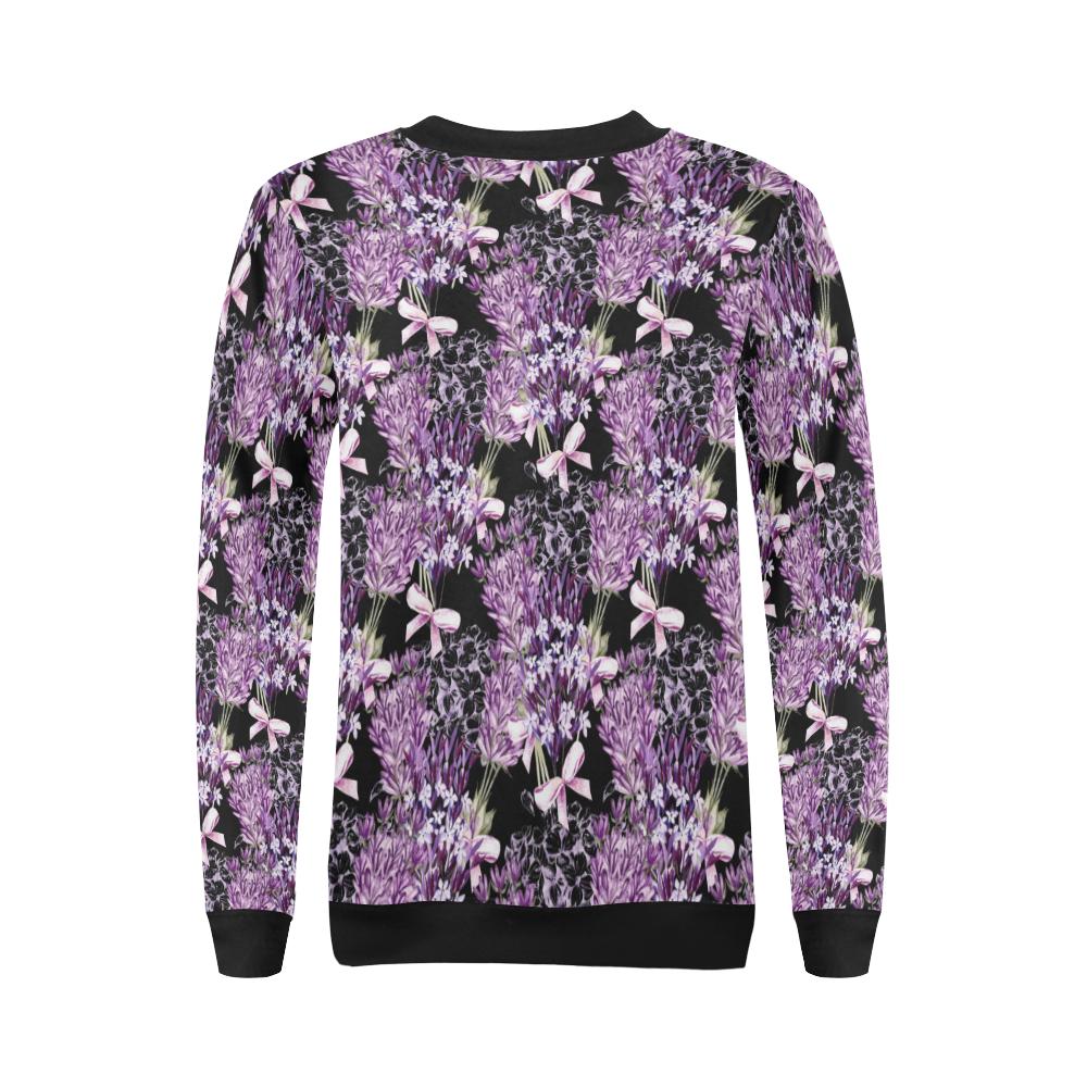 Lavender Pattern Print Design LV06 Women Long Sleeve Sweatshirt-JorJune