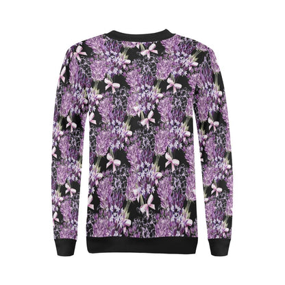 Lavender Pattern Print Design LV06 Women Long Sleeve Sweatshirt-JorJune