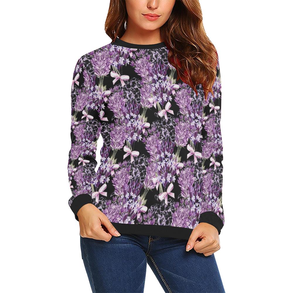 Lavender Pattern Print Design LV06 Women Long Sleeve Sweatshirt-JorJune
