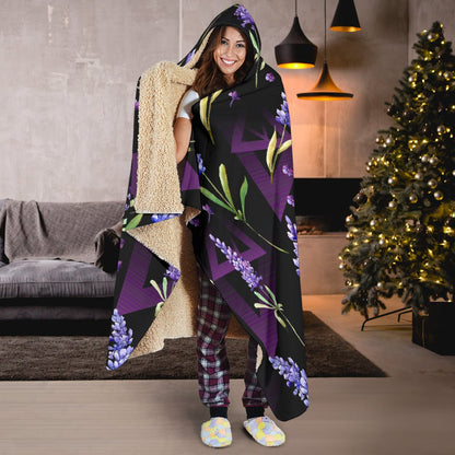 Lavender Pattern Print Design LV07 Hooded Blanket-JORJUNE.COM