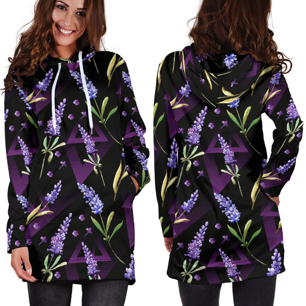 Lavender Pattern Print Design LV07 Women Hoodie Dress