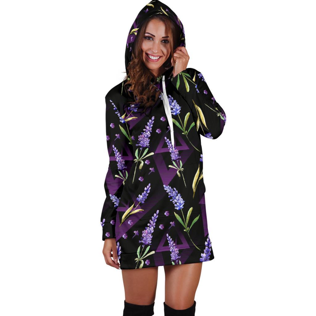 Lavender Pattern Print Design LV07 Women Hoodie Dress