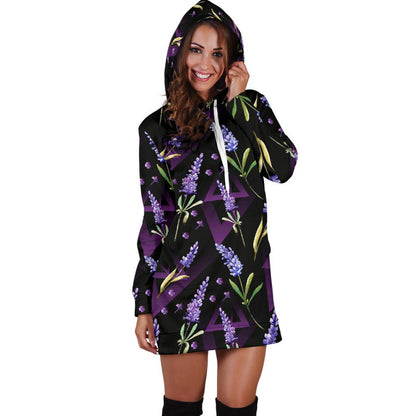 Lavender Pattern Print Design LV07 Women Hoodie Dress