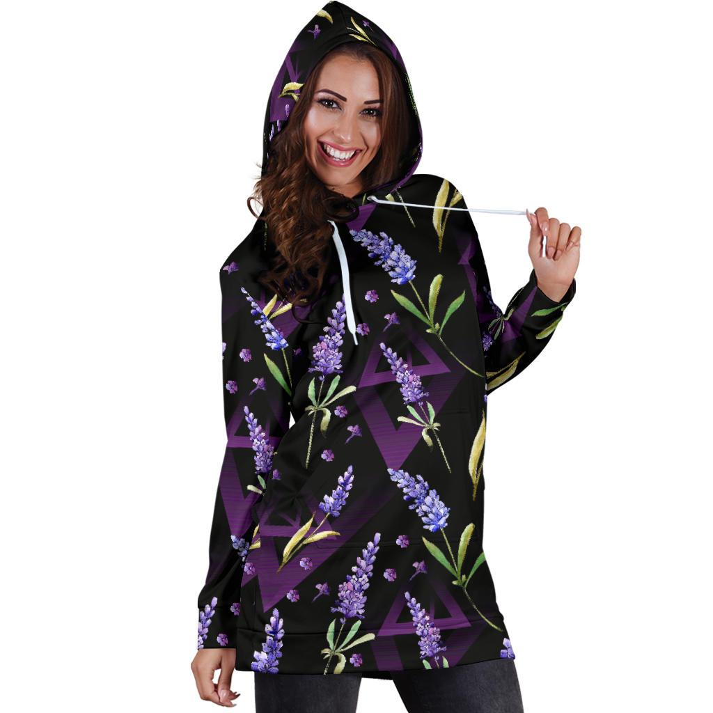 Lavender Pattern Print Design LV07 Women Hoodie Dress