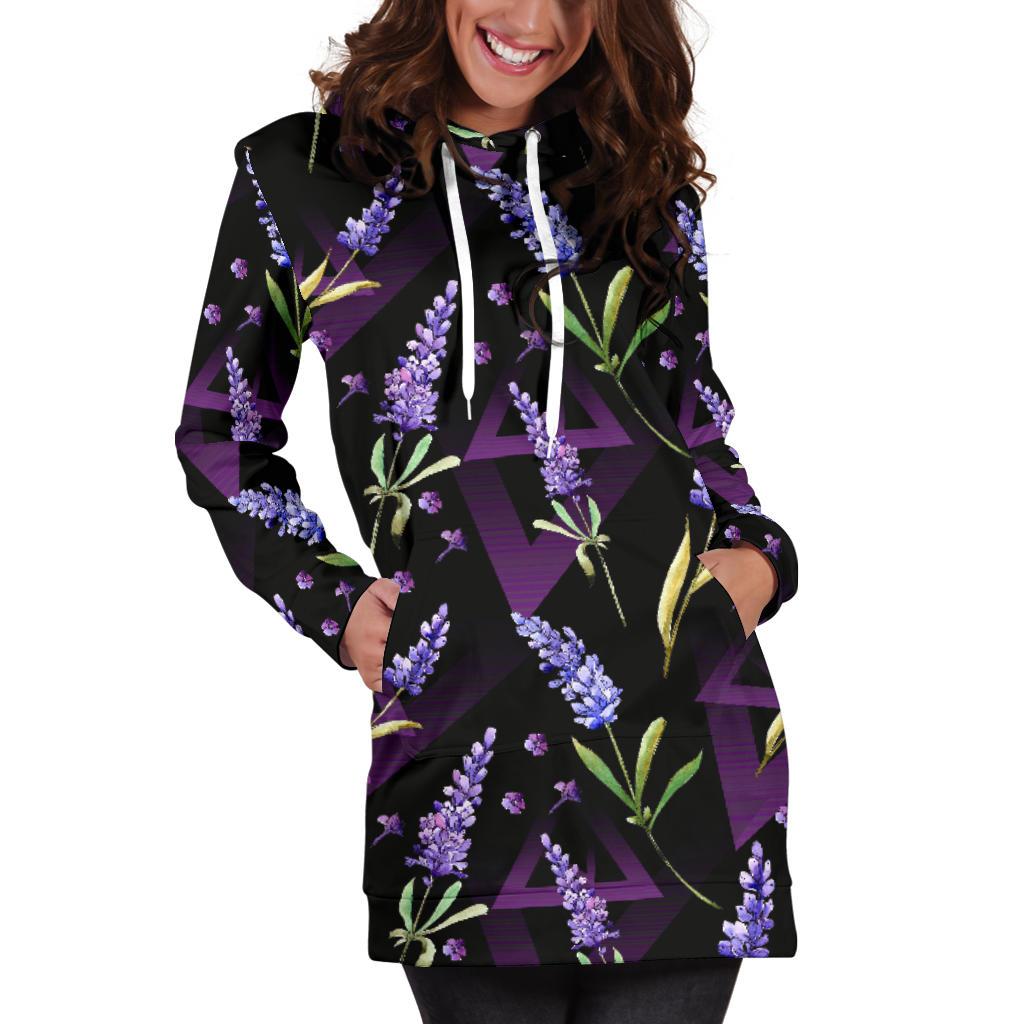 Lavender Pattern Print Design LV07 Women Hoodie Dress