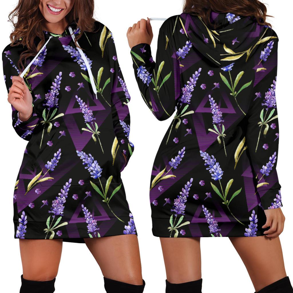 Lavender Pattern Print Design LV07 Women Hoodie Dress