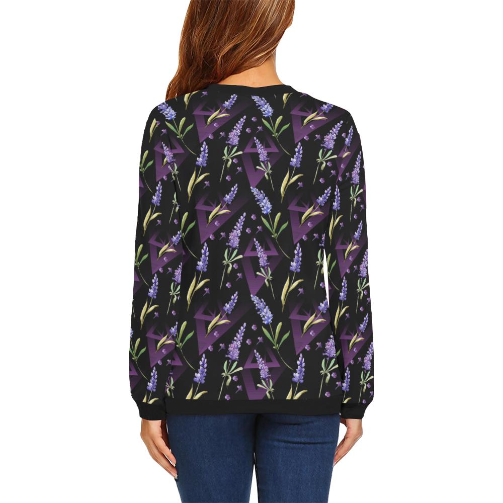 Lavender Pattern Print Design LV07 Women Long Sleeve Sweatshirt-JorJune