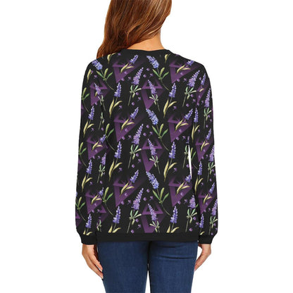 Lavender Pattern Print Design LV07 Women Long Sleeve Sweatshirt-JorJune