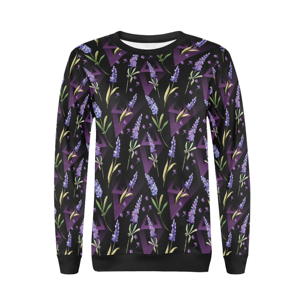 Lavender Pattern Print Design LV07 Women Long Sleeve Sweatshirt-JorJune