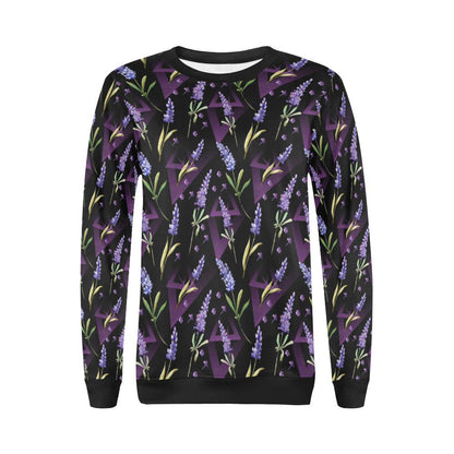 Lavender Pattern Print Design LV07 Women Long Sleeve Sweatshirt-JorJune