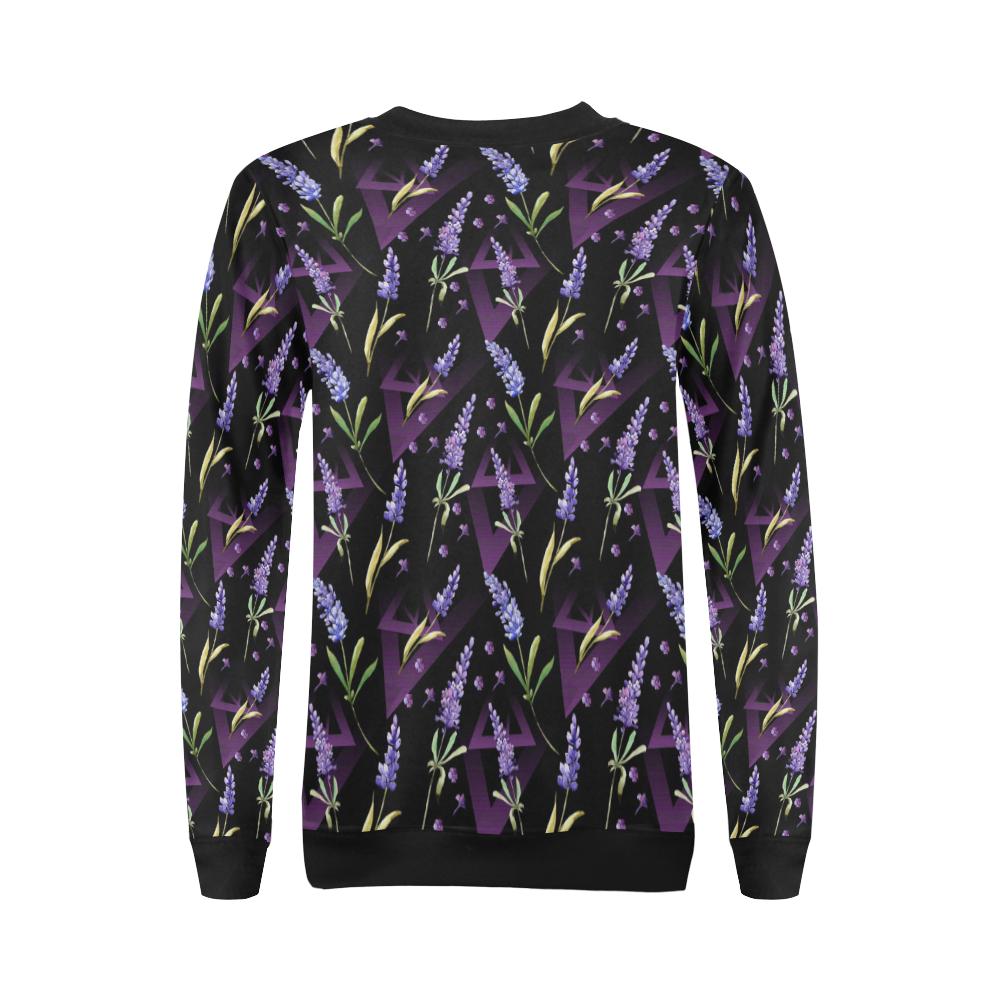 Lavender Pattern Print Design LV07 Women Long Sleeve Sweatshirt-JorJune
