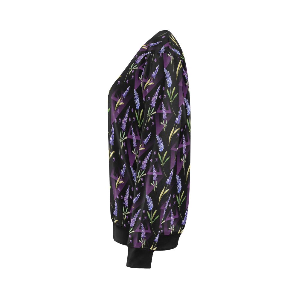 Lavender Pattern Print Design LV07 Women Long Sleeve Sweatshirt-JorJune