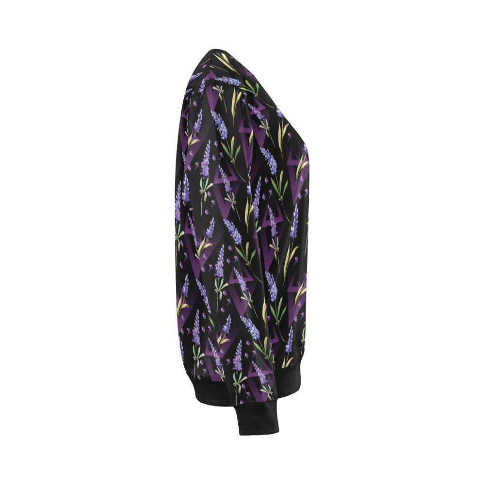 Lavender Pattern Print Design LV07 Women Long Sleeve Sweatshirt-JorJune