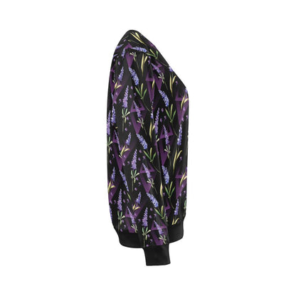 Lavender Pattern Print Design LV07 Women Long Sleeve Sweatshirt-JorJune