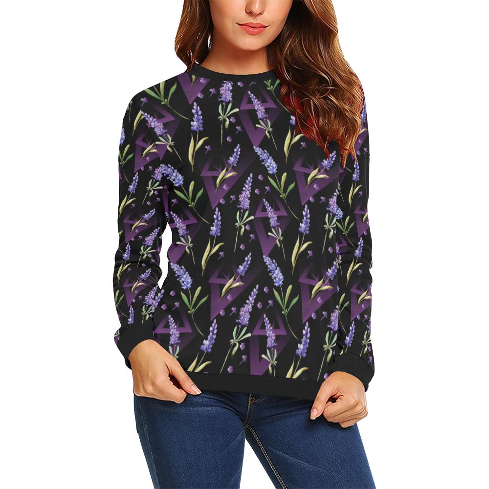 Lavender Pattern Print Design LV07 Women Long Sleeve Sweatshirt-JorJune