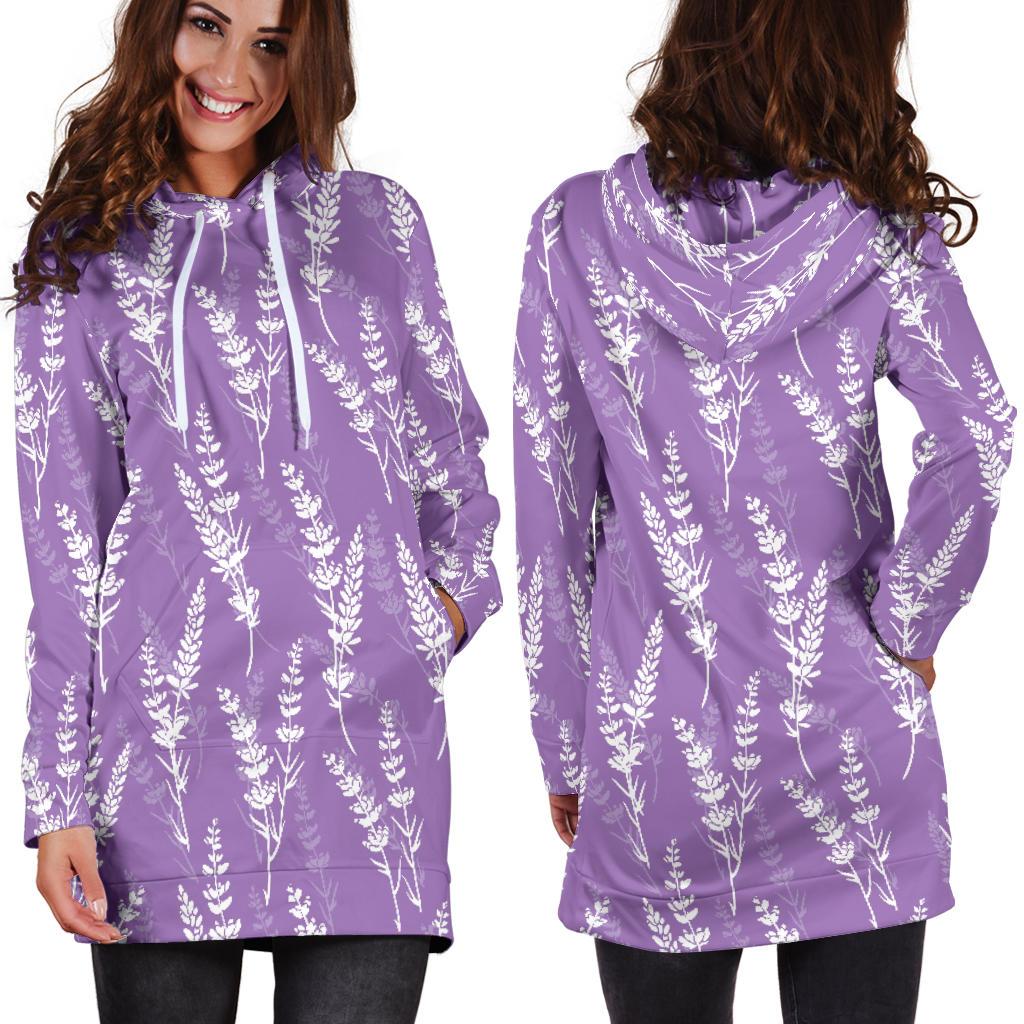 Lavender Pattern Print Design LV08 Women Hoodie Dress