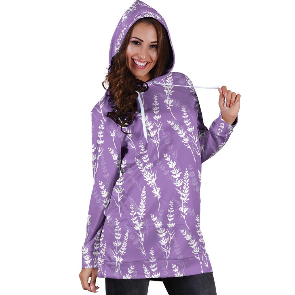 Lavender Pattern Print Design LV08 Women Hoodie Dress