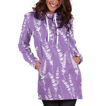 Lavender Pattern Print Design LV08 Women Hoodie Dress