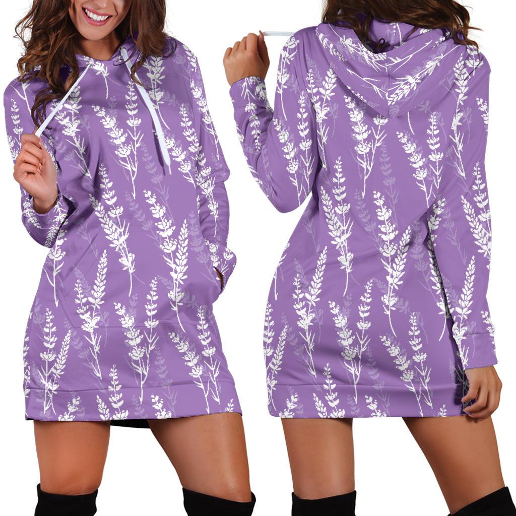 Lavender Pattern Print Design LV08 Women Hoodie Dress