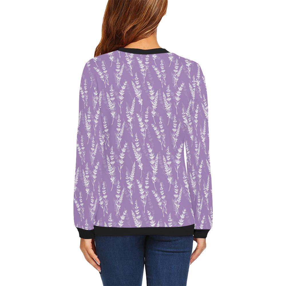 Lavender Pattern Print Design LV08 Women Long Sleeve Sweatshirt-JorJune