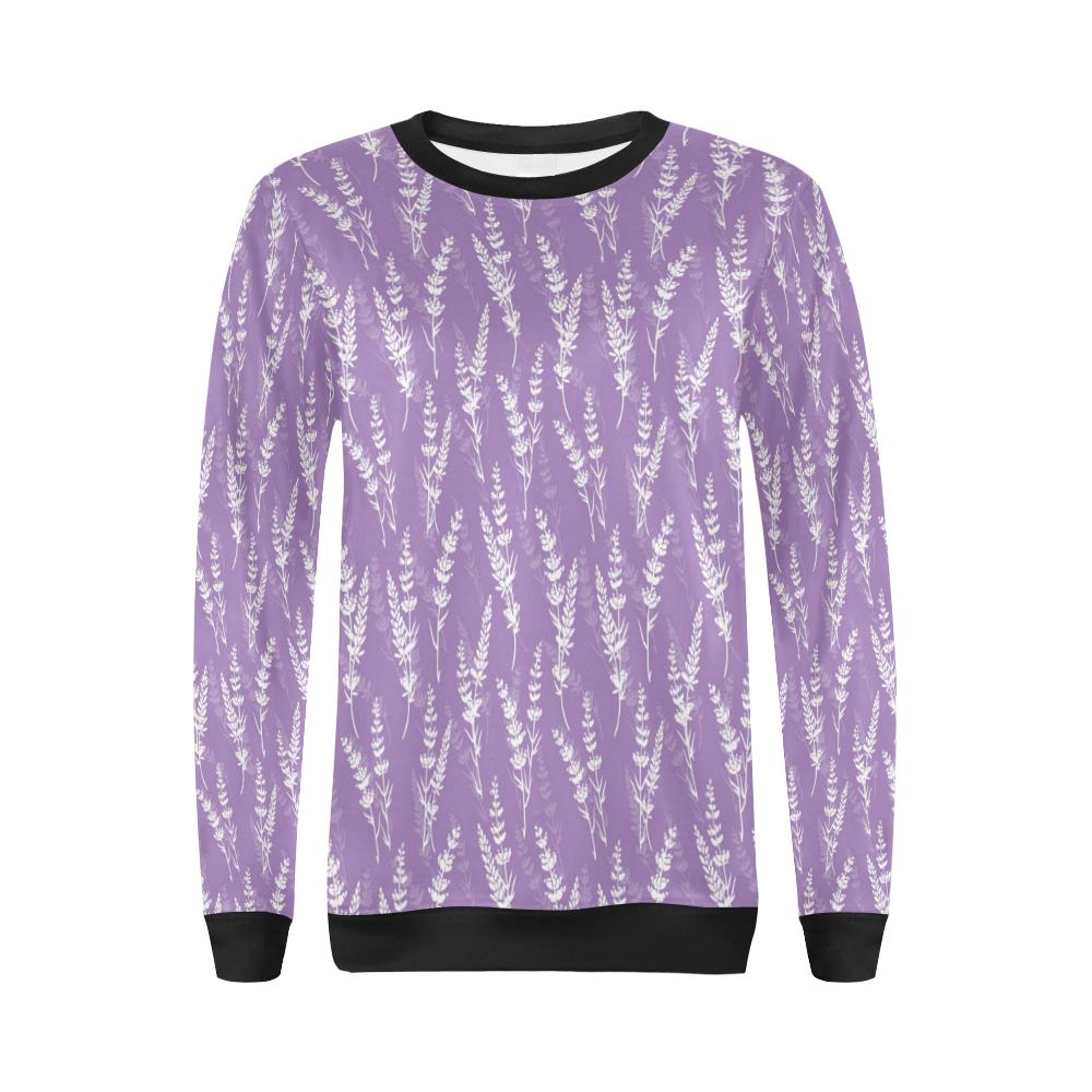 Lavender Pattern Print Design LV08 Women Long Sleeve Sweatshirt-JorJune
