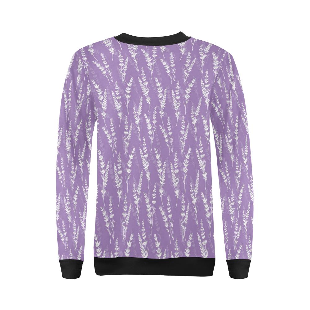 Lavender Pattern Print Design LV08 Women Long Sleeve Sweatshirt-JorJune