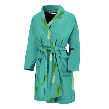 Leek Pattern Print Design 01 Men Bathrobe-JORJUNE.COM