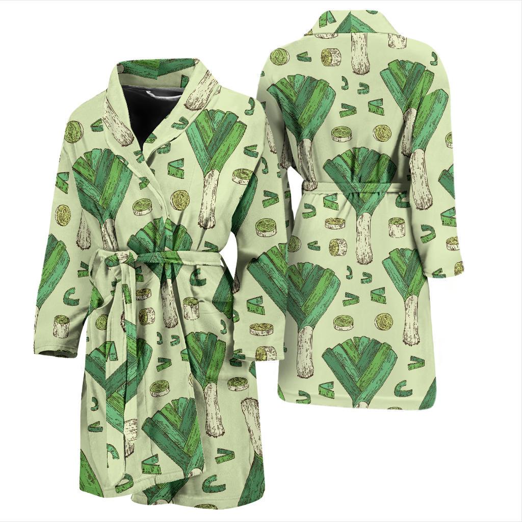 Leek Pattern Print Design 04 Men Bathrobe-JORJUNE.COM