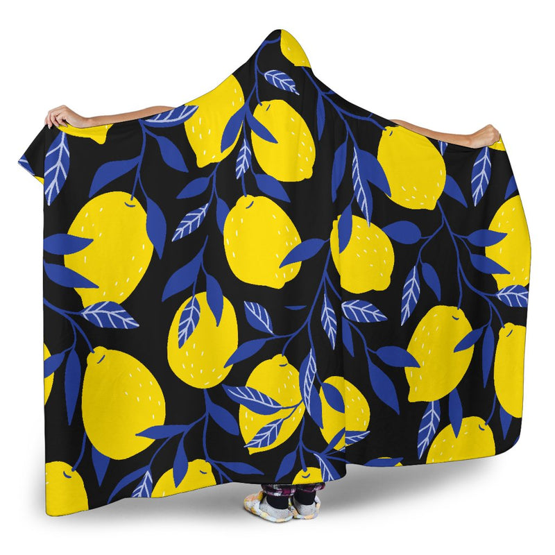 Lemon Pattern Print Design LM01 Hooded Blanket-JORJUNE.COM