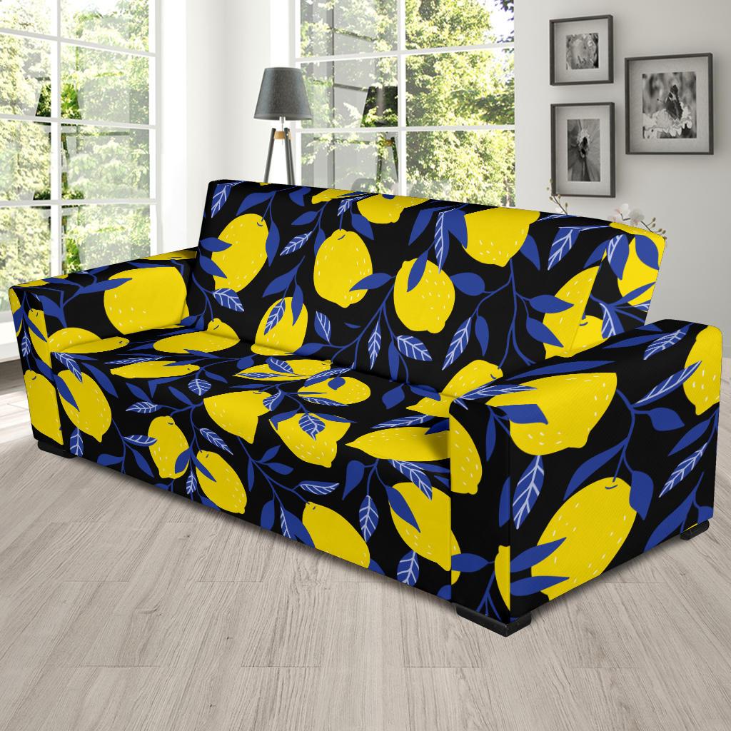 Lemon Pattern Print Design LM01 Sofa Slipcover-JORJUNE.COM