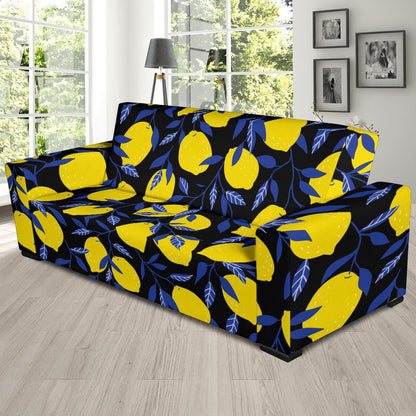 Lemon Pattern Print Design LM01 Sofa Slipcover-JORJUNE.COM