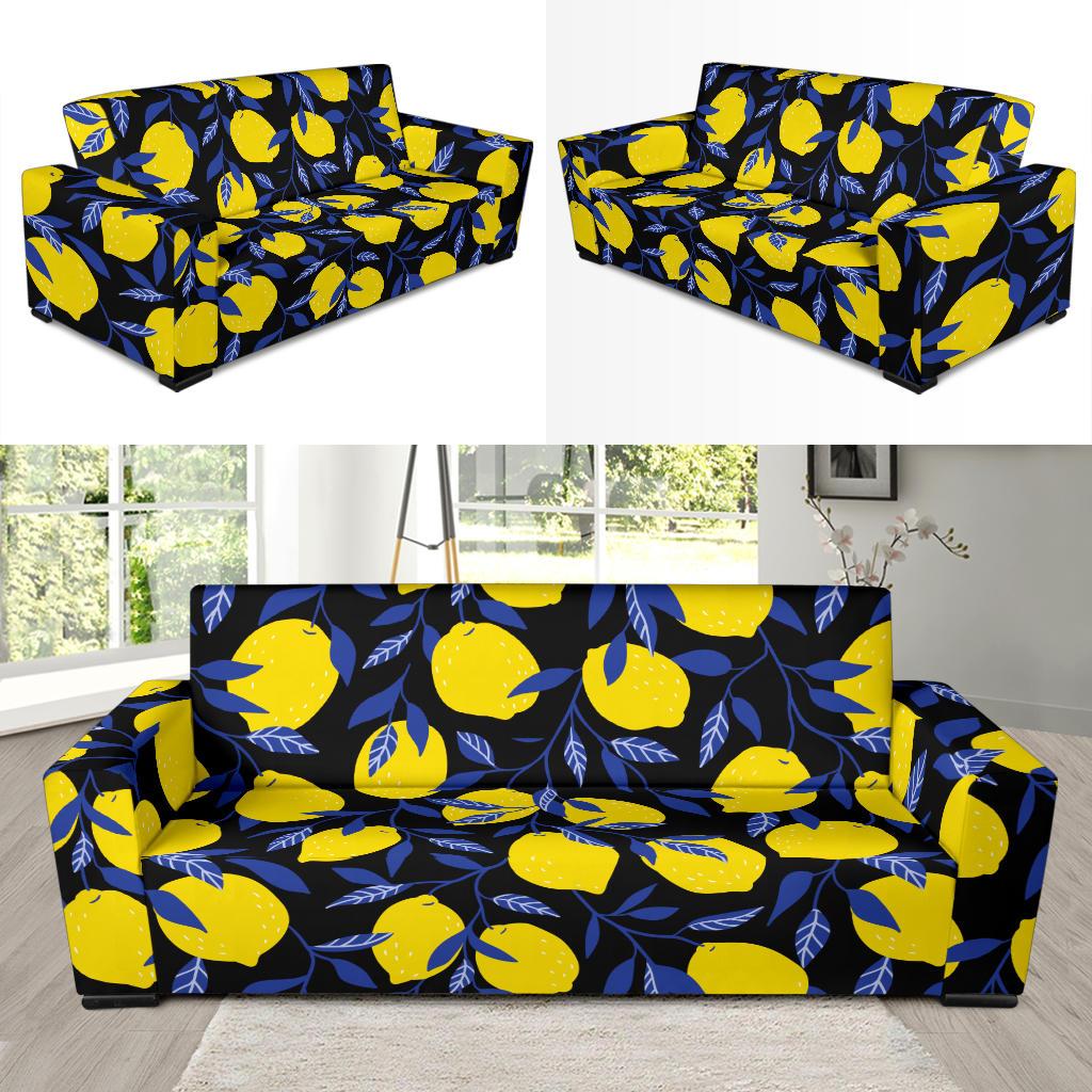Lemon Pattern Print Design LM01 Sofa Slipcover-JORJUNE.COM