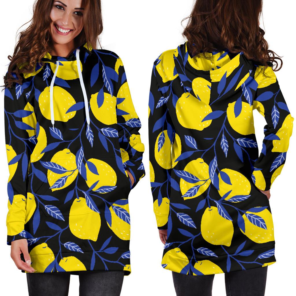 Lemon Pattern Print Design LM01 Women Hoodie Dress