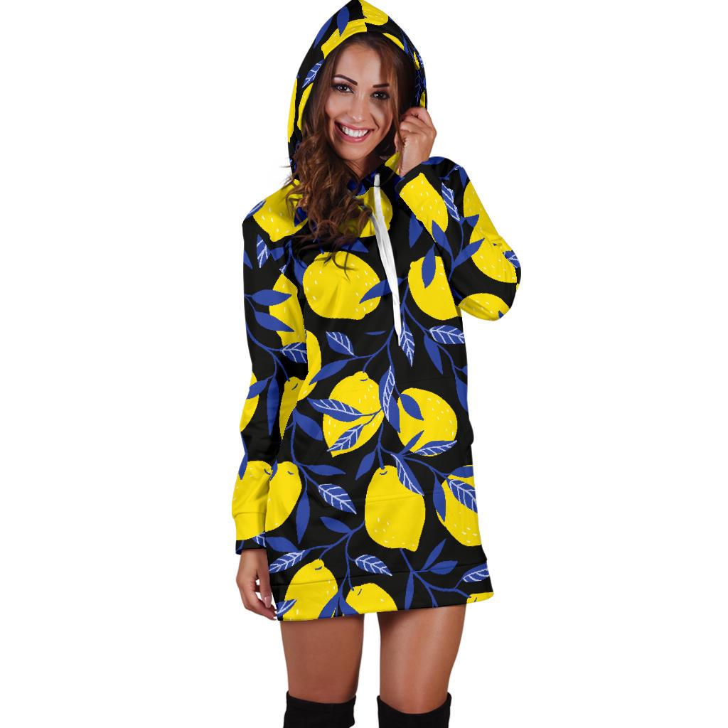 Lemon Pattern Print Design LM01 Women Hoodie Dress