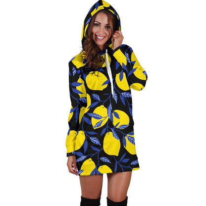 Lemon Pattern Print Design LM01 Women Hoodie Dress