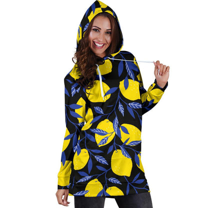 Lemon Pattern Print Design LM01 Women Hoodie Dress