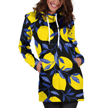 Lemon Pattern Print Design LM01 Women Hoodie Dress