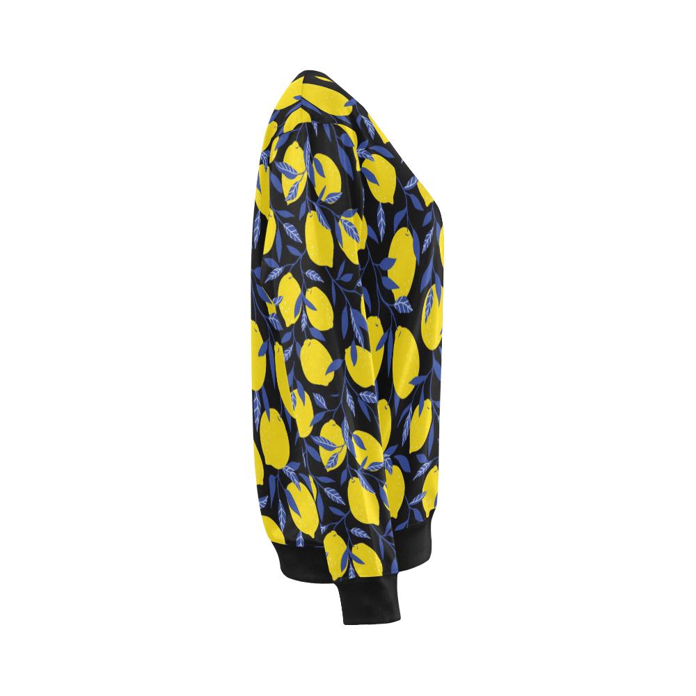 Lemon Pattern Print Design LM01 Women Long Sleeve Sweatshirt-JorJune