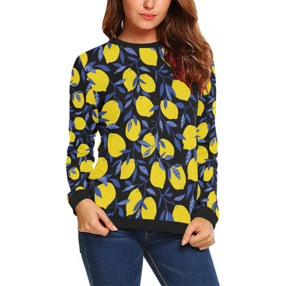 Lemon Pattern Print Design LM01 Women Long Sleeve Sweatshirt-JorJune