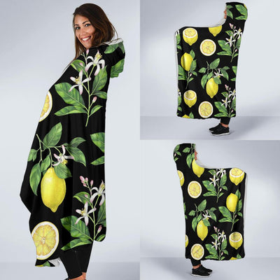 Lemon Pattern Print Design LM02 Hooded Blanket-JORJUNE.COM