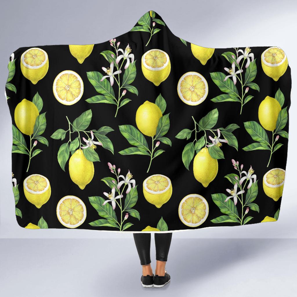 Lemon Pattern Print Design LM02 Hooded Blanket-JORJUNE.COM